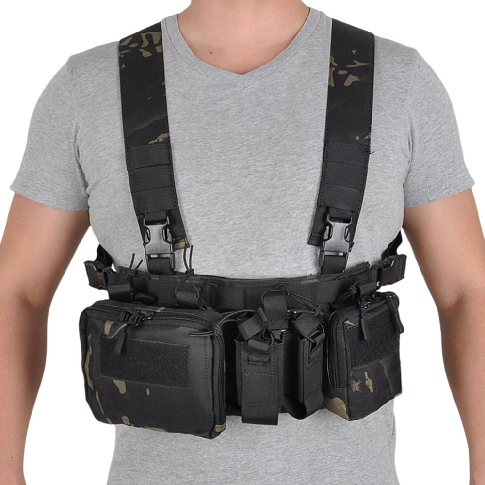 Tactical Belt Rigger - タクティカルカモフラージュチェストベスト、リグバッグ、フィールドトレーニング、多機能、ストラップ、マルチポケット、アウトドアキャンプ、csマッチパック