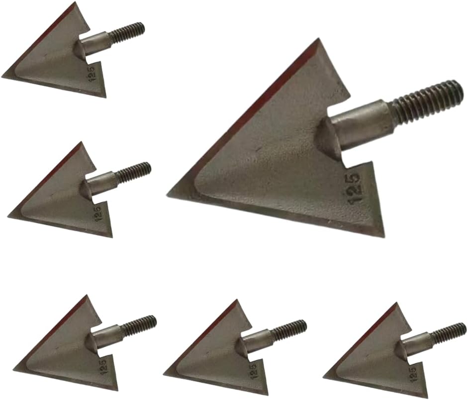 Crossbow Bolt Broadhead - 6個入り ブロードヘッド 125グレイン 1.1インチカット 固定3枚刃 アーチェリー矢