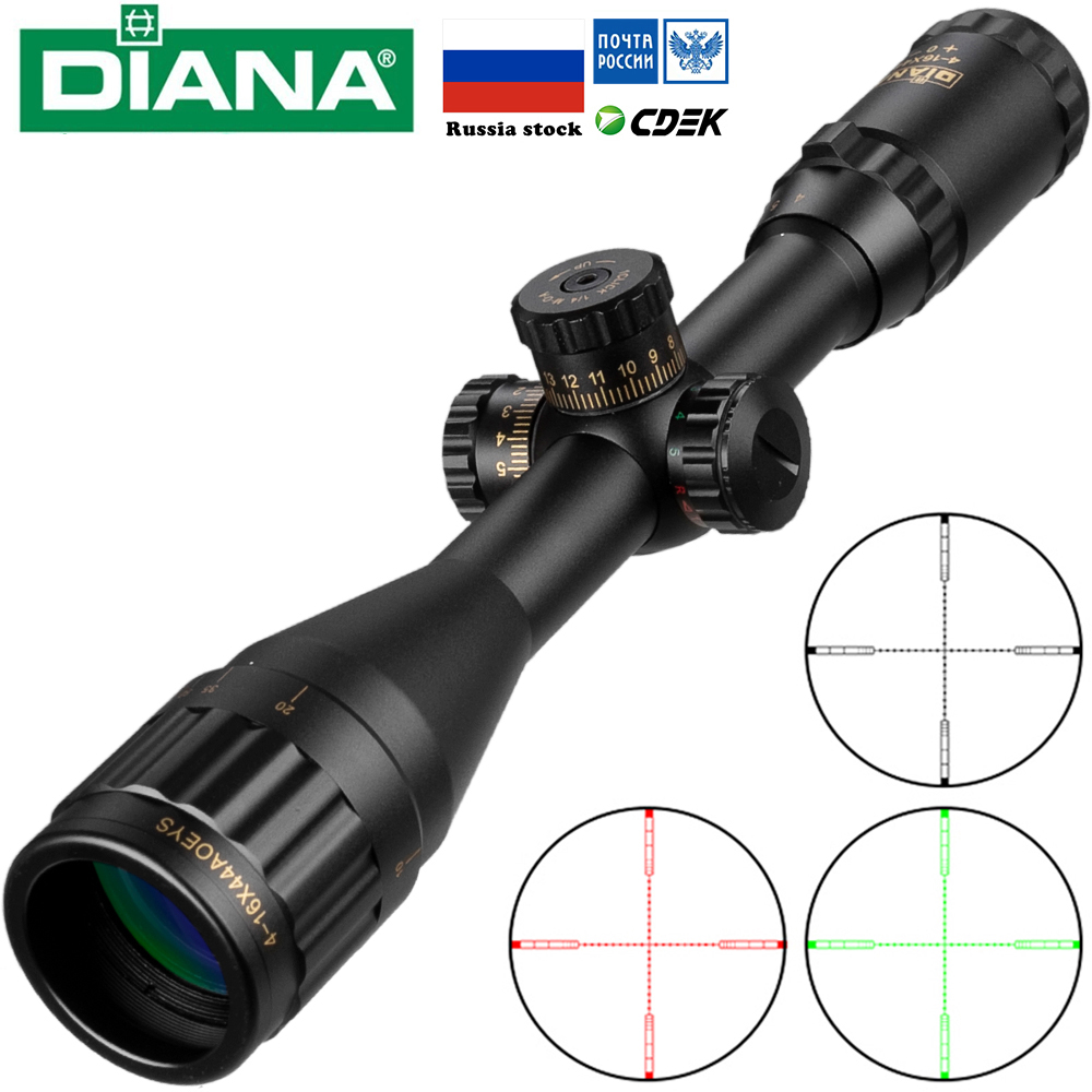 Outdoor Hunting Rifle - DIANA 4-16x44 戦術ライフル銃光学照準器緑赤照明狩猟スコープ RU ライフルスコープ狙撃エアガンエアガン S