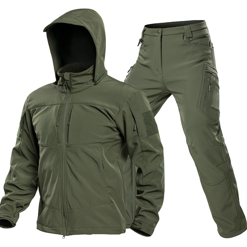 男性用アウトドアタクティカルソフトシェルスーツ フード付きフ - Hunting & Outdoor Supplies Carterton のレビューと価格