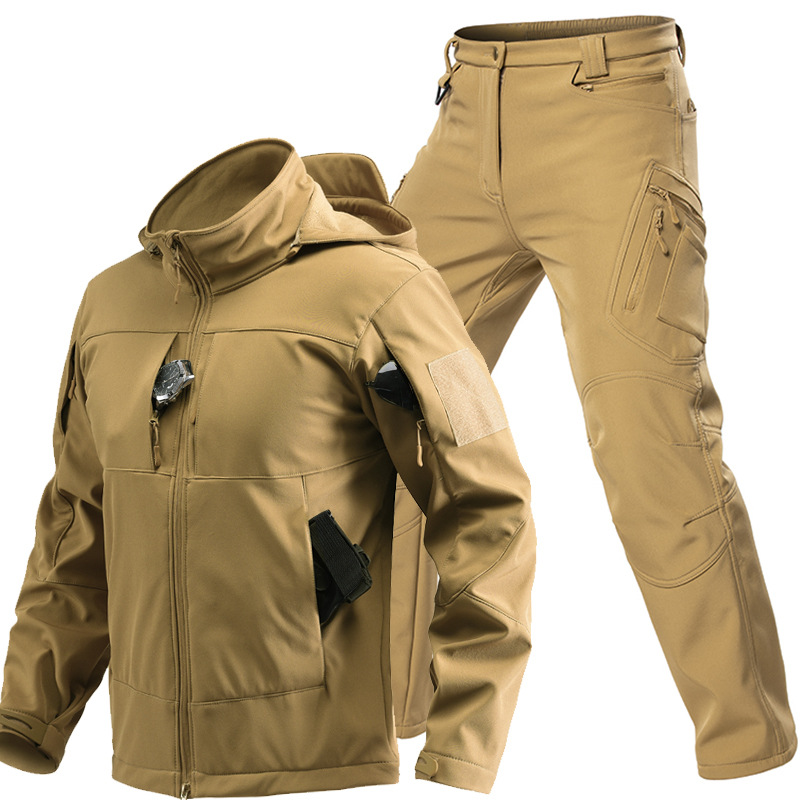 男性用アウトドアタクティカルソフトシェルスーツ フード付きフ - Hunting & Outdoor Supplies Carterton のレビューと価格