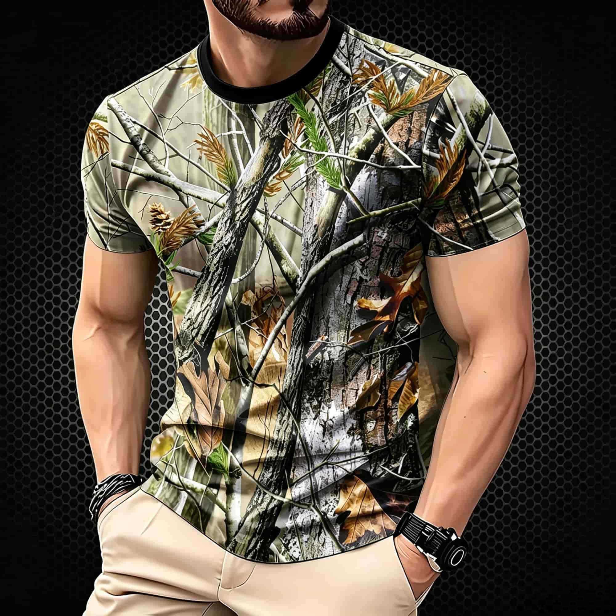 メンズハンティングカモベーシックカジュアルTシャツ アウトド - Hunting And Camping In Jungle のレビューと価格
