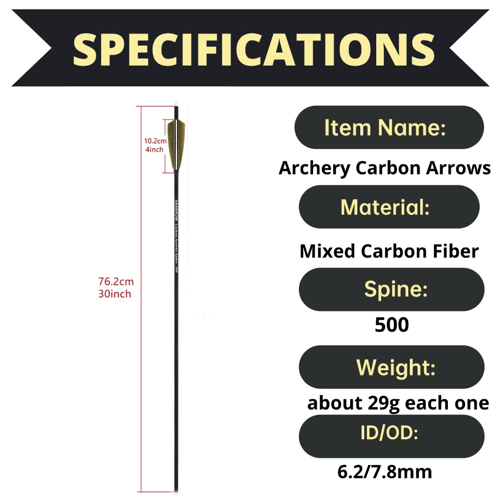 4インチ七面鳥羽根Spine500 30インチシャフト 6/ - Arrow Carbon Shaft のレビューと価格