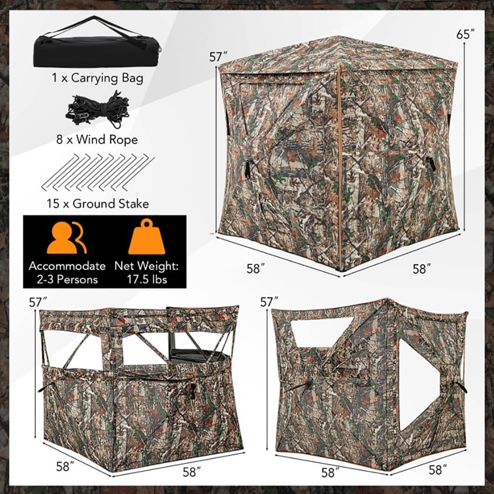 5-in-1着脱式ハンティングブラインド、天窓付き2～3人用 - Hunting & Outdoor Supplies Carterton のレビューと価格