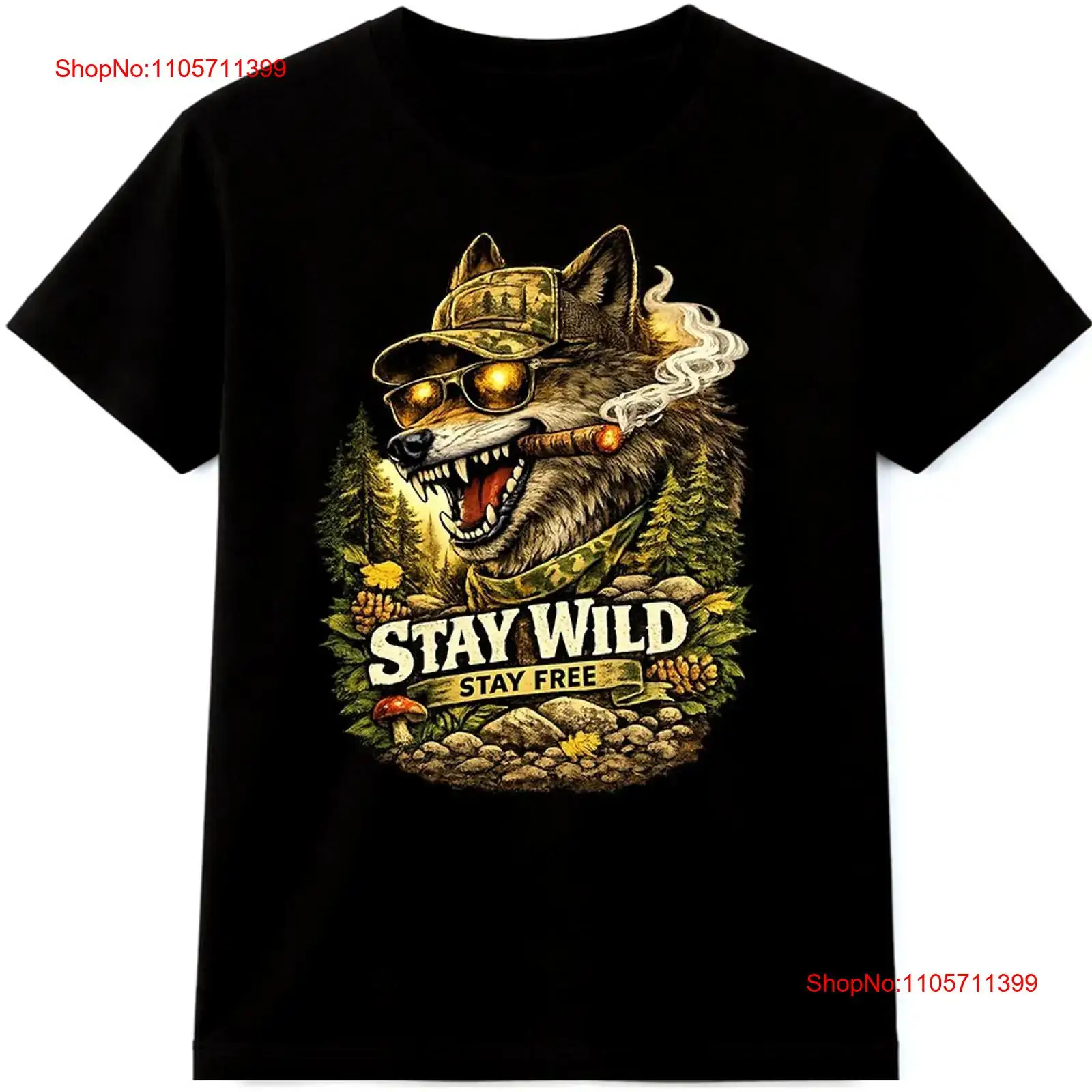 ウルフ T シャツ ステイ ワイルド フリー アウトドア 野 - Wildman Hunting & Outdoor Linton'S Corner Silver Lakes のレビューと価格