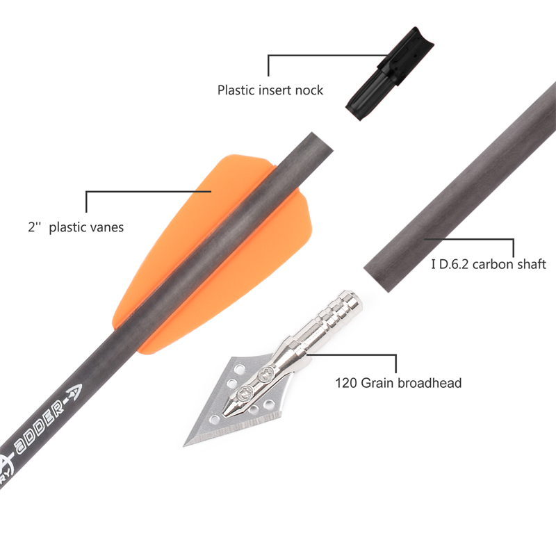 6本入り R9 7.5インチ カーボンクロスボウボルト矢、ス - Crossbow Bolt Broadhead のレビューと価格